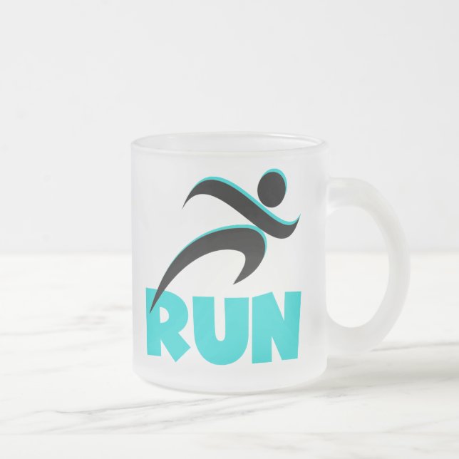 Caneca De Café Vidro Jateado RUN Aqua (Direita)