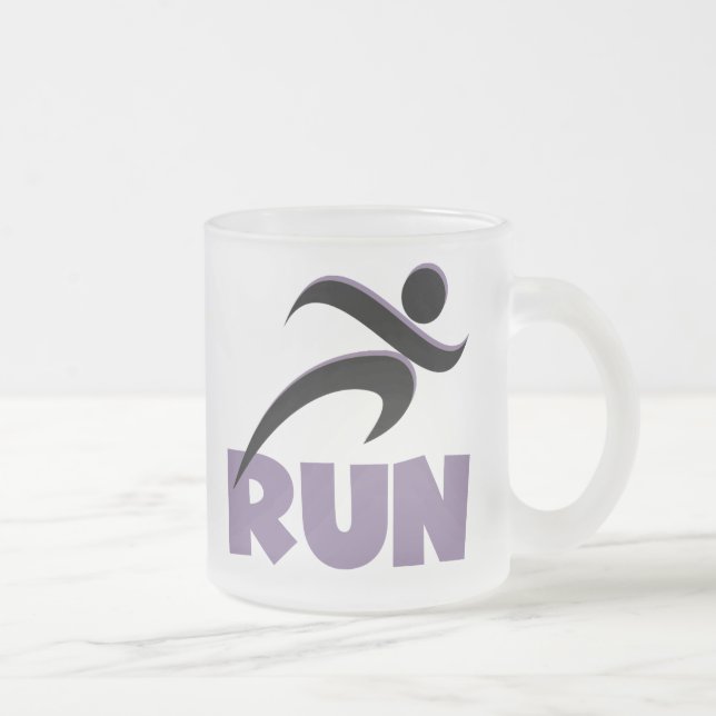 Caneca De Café Vidro Jateado RUN RUN Purple (Direita)