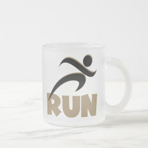 Caneca De Café Vidro Jateado RUN Tan