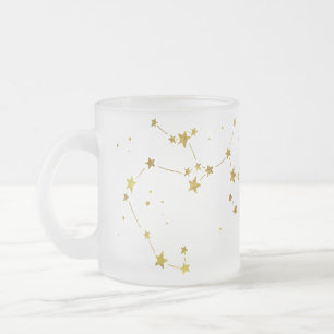 Caneca De Café Vidro Jateado Sagitário Fosco Zodiac