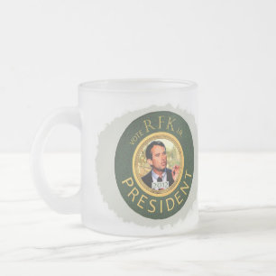 Caneca De Café Vidro Jateado Salvar América, eleja o Jr. de RFK