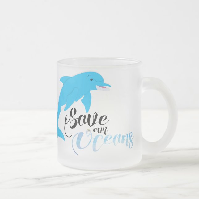 Caneca De Café Vidro Jateado Salve nossos oceanos (Direita)