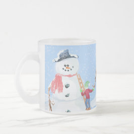 Caneca De Café Vidro Jateado Santa Claus Helper Construindo Um Bobo Neve