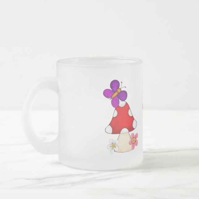 Caneca De Café Vidro Jateado Sapo Feliz Na Primavera (Esquerda)