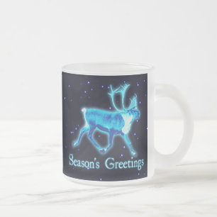 Caneca De Café Vidro Jateado Saudações da temporada - Azul das Caraíbas (Reinde