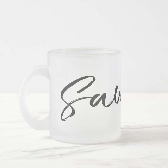 Caneca De Café Vidro Jateado Saudade Black (Esquerda)