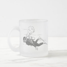 Caneca De Café Vidro Jateado Scuba Diver