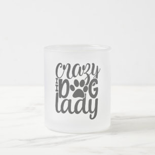 Caneca De Café Vidro Jateado Senhora Cachorro Louco