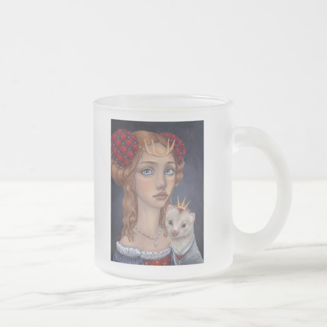 Caneca De Café Vidro Jateado Senhora com uma doninha (Direita)