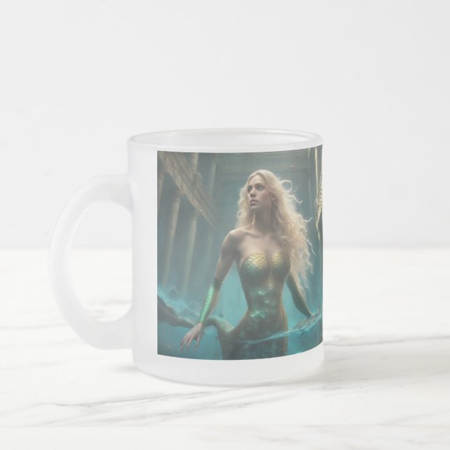 Caneca De Café Vidro Jateado Sereia (Esquerda)