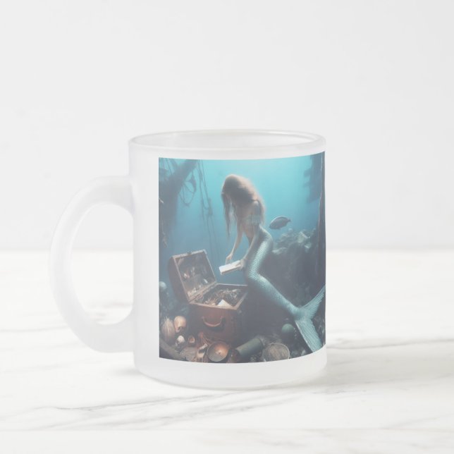 Caneca De Café Vidro Jateado Sereia (Esquerda)