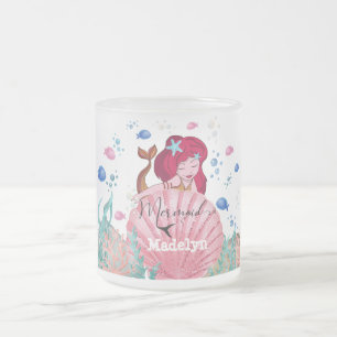 Caneca De Café Vidro Jateado 🧜 ‍ ♀️ Sereia Com O Nome Personalizado Do