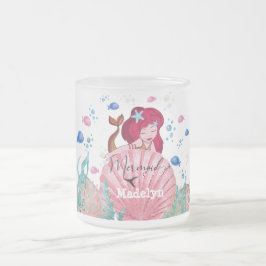 Caneca De Café Vidro Jateado 🧜 ‍ ♀️ Sereia Com O Nome Personalizado Do Mar