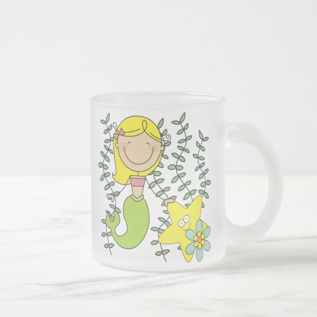 Caneca De Café Vidro Jateado Sereia loura (Direita)