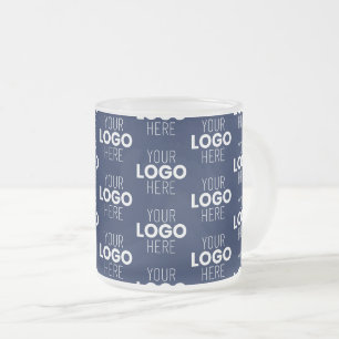 Caneca De Café Vidro Jateado Seu logotipo ou imagem repetida padrão   Azul-mari