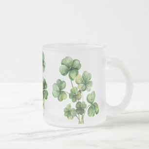 Caneca De Café Vidro Jateado Shamrock Verde Belo