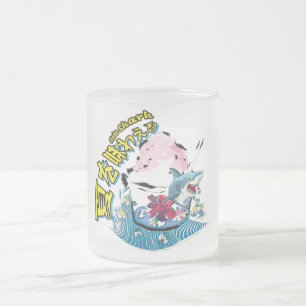 Caneca De Café Vidro Jateado Shavedice de verão da onda de tubarão Mikitiez