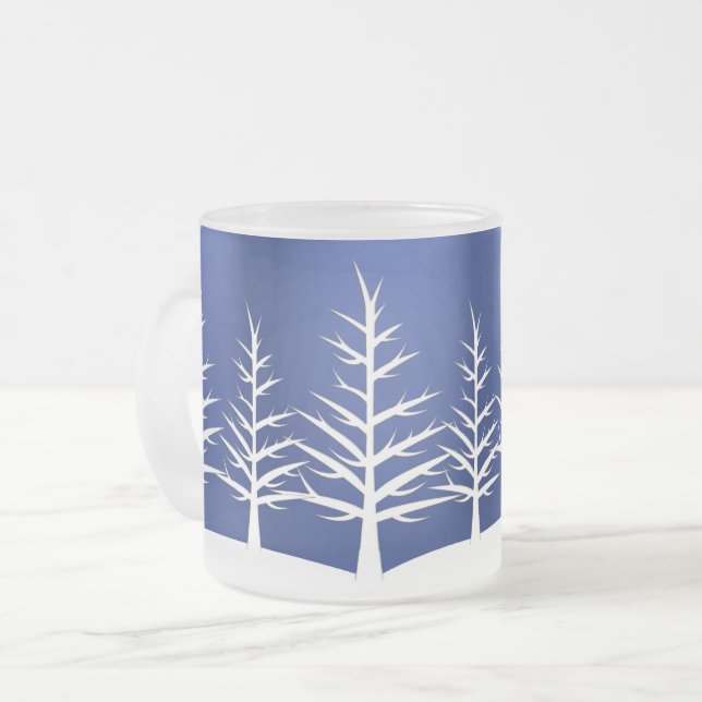 Caneca De Café Vidro Jateado Silhuettes brancos Elegante Inverno (Frente Esquerda)