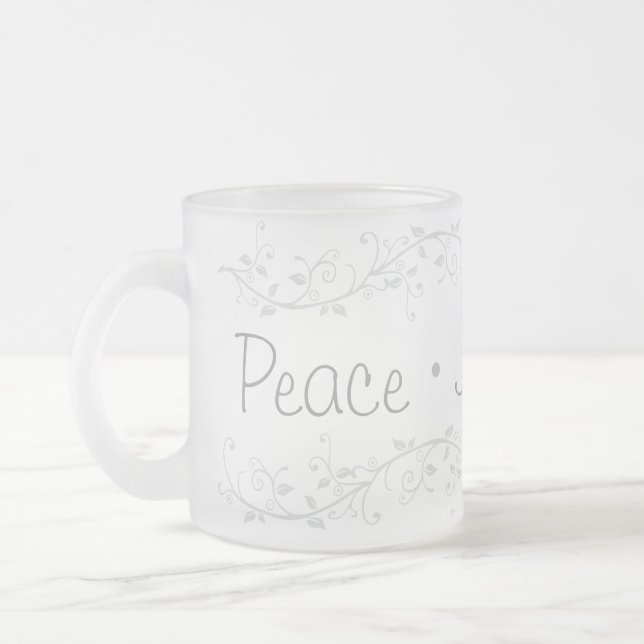 Caneca De Café Vidro Jateado Silver Flourish Peace Joy Love (Esquerda)