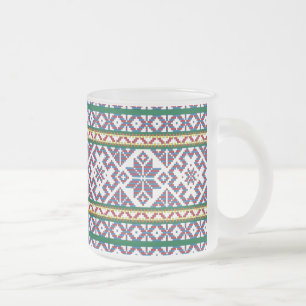 Caneca De Café Vidro Jateado Símbolo antigo multicolorido tribal design de arte