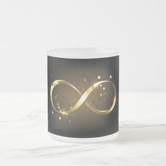 Caneca De Café Vidro Jateado Símbolo Infinity do ouro (Centro)