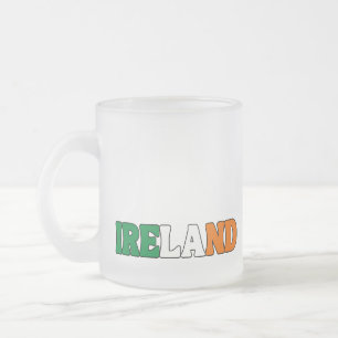 Caneca De Café Vidro Jateado Simples Roupa de Bandeira Nacional da Irlanda Mode