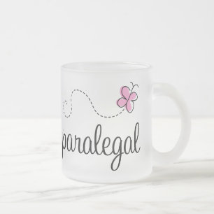 Caneca De Café Vidro Jateado Sistema de trabalho cor-de-rosa do Paralegal