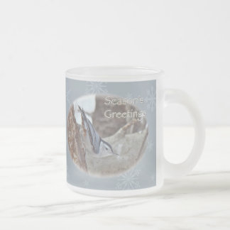 Caneca De Café Vidro Jateado Slate Cinza Nuthatch Songbird Seasons Saudações