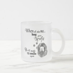 Caneca De Café Vidro Jateado Slogan da raça canina de arte moderna Newfoundland
