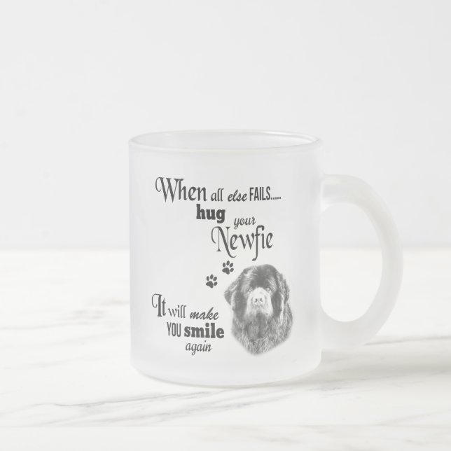 Caneca De Café Vidro Jateado Slogan da raça canina de arte moderna Newfoundland (Direita)