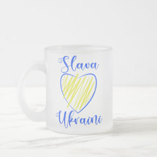 Caneca De Café Vidro Jateado Slogan Slava Ucraniano Glória à Ucrânia