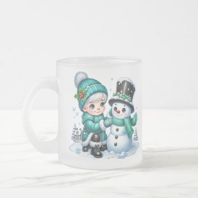 Caneca De Café Vidro Jateado Snowman Caffee Mug (Esquerda)