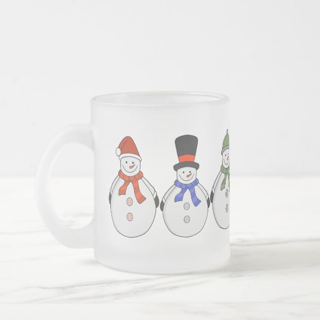 Caneca De Café Vidro Jateado Snowmen Winter veio (Esquerda)