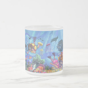 Caneca De Café Vidro Jateado Sob o mar