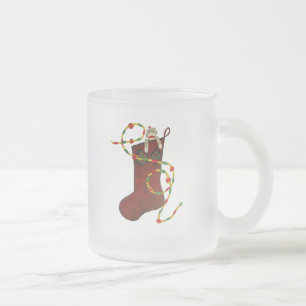 Caneca De Café Vidro Jateado Sock Monkey Christmas Mug