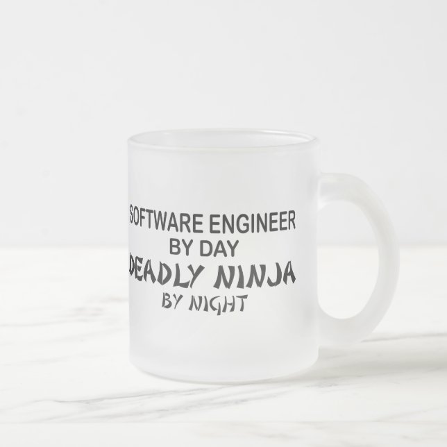 Caneca De Café Vidro Jateado Software Engineer Ninja mortal (Direita)