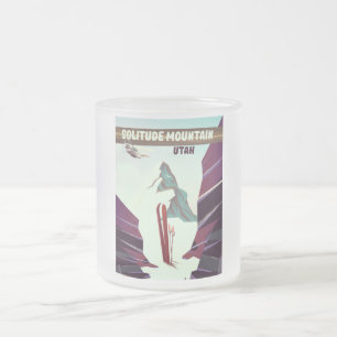 Caneca De Café Vidro Jateado Solitude Mountain, viagens vintage de poster de Ut