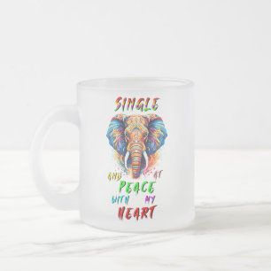 Caneca De Café Vidro Jateado Solteiro E Em Paz Com Meu Coração