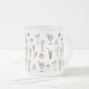 Caneca De Café Vidro Jateado sorvete Sundae Padrão Branco