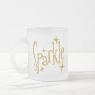 Caneca De Café Vidro Jateado Sparkle em Dourado