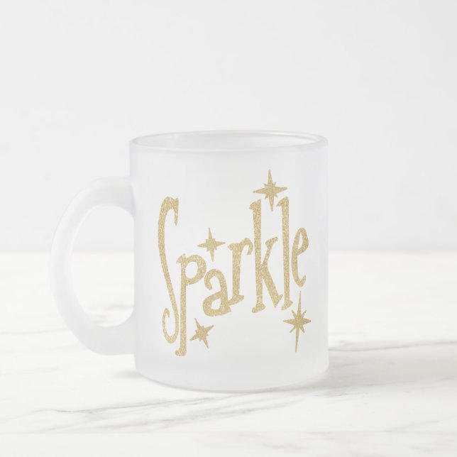 Caneca De Café Vidro Jateado Sparkle em Dourado (Esquerda)