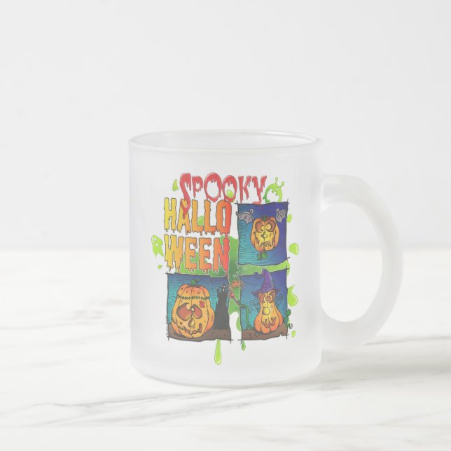 Caneca De Café Vidro Jateado Spooky Halloween (Direita)