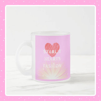 Caneca De Café Vidro Jateado Starlit Hearts Fashion Red Heart Shine
