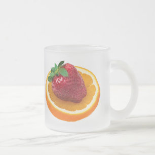 Caneca De Café Vidro Jateado Strawbery e laranja