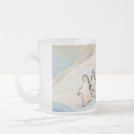 Caneca De Café Vidro Jateado Stroll do pinguim de Kathy Faggella