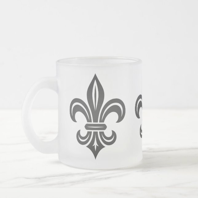 Caneca De Café Vidro Jateado "Stylized Fleur-de-lis" Mug (Esquerda)