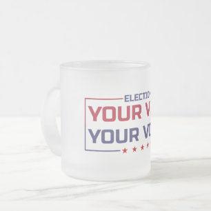 Caneca De Café Vidro Jateado Sua fonte colorida Vote Sua Voz