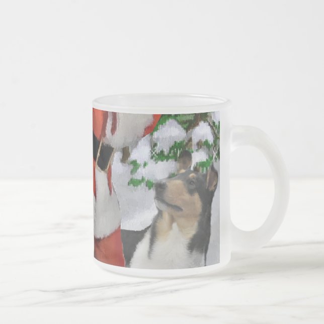 Caneca De Café Vidro Jateado Suave presentes de Natal Collie (Direita)