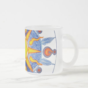 Caneca De Café Vidro Jateado Sun psicadélico