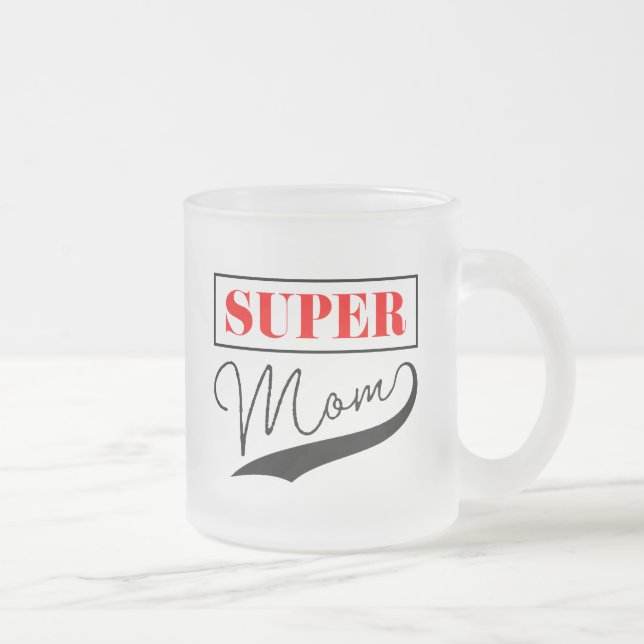 Caneca De Café Vidro Jateado Super Mãe (Direita)